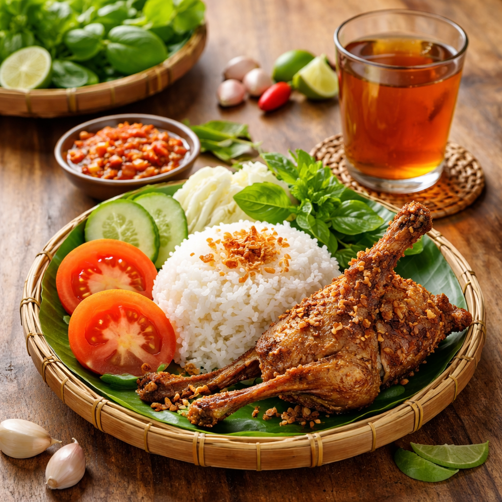 Nasi Bebek Goreng Sambal Merah Bumbu Hitam